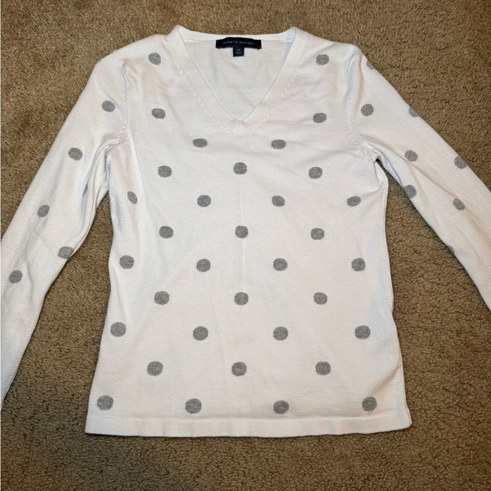 Tommy Hilfiger White Polka Dot Sweater